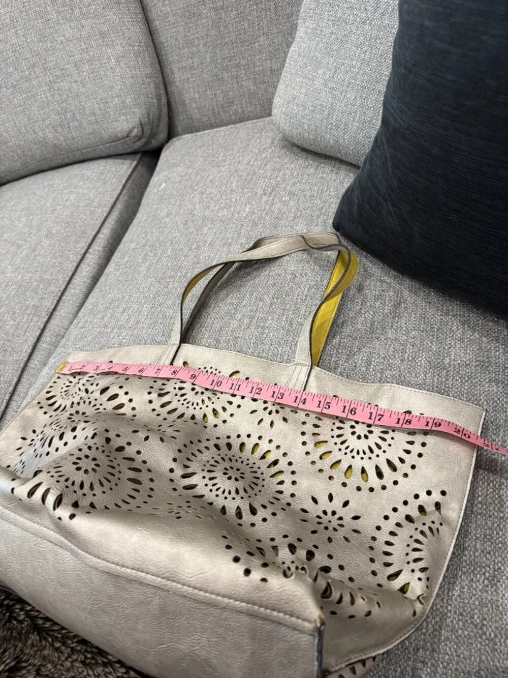 Echo Design Reversible Laser Cut Tote Bronze Metallic Yellow Mandala Handbag
